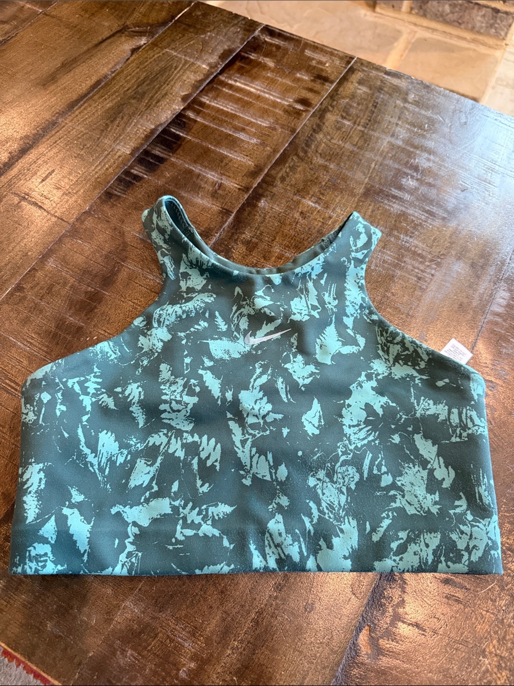 Nike Green Abstract Print Racerback Sports Bra Top Small